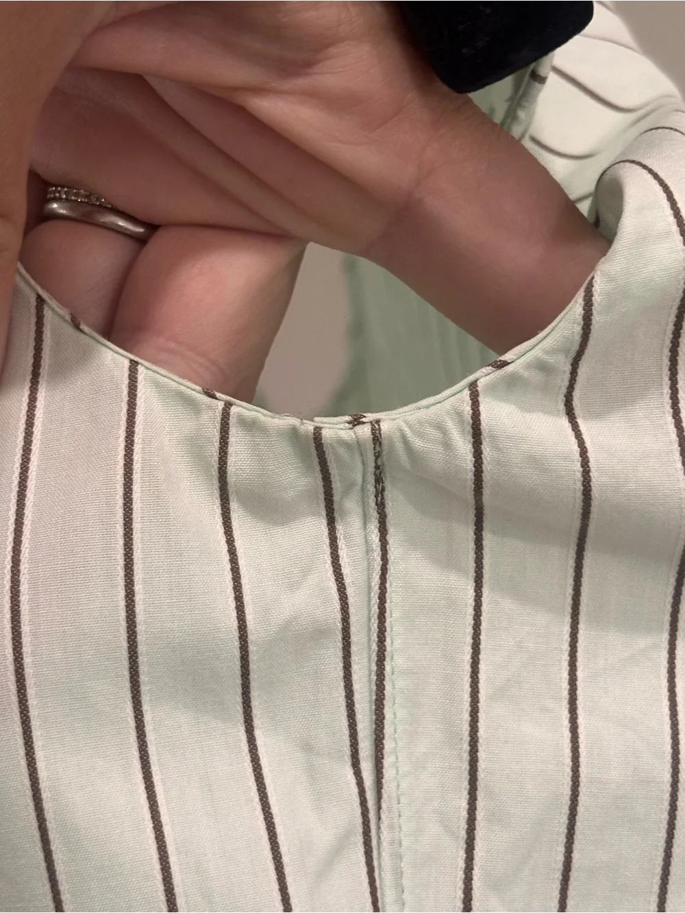 Authentic CHANEL sleeves formal stripes office top 36cm